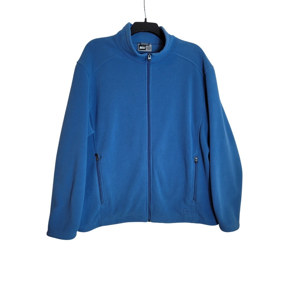 REI Mens XXL Blue Full Zip Sherpa Fleece Jacket  Midweight Outdoor Layer